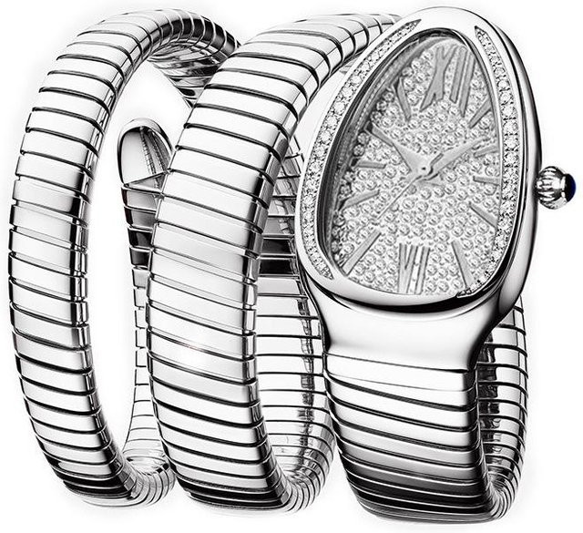 MISSFOX Armbanduhr Schlangenform, Edelstahl, Quarz, Silber, Damen - Bild 1