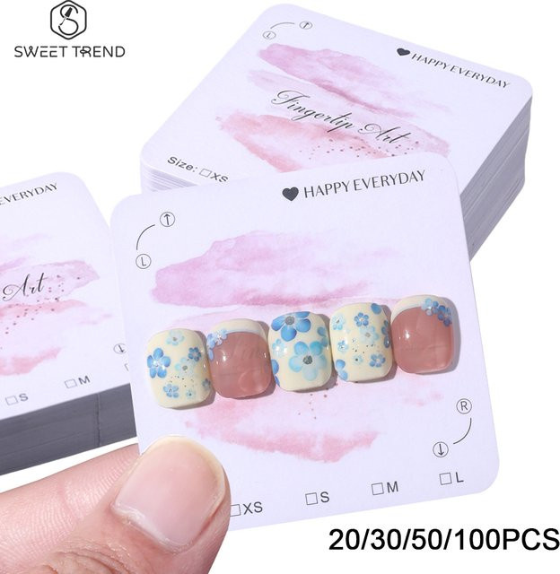 SWEET TREND Nail-Art-Präsentationskarten für Press-on-Nägel, 7,4x7,4cm - Bild 1