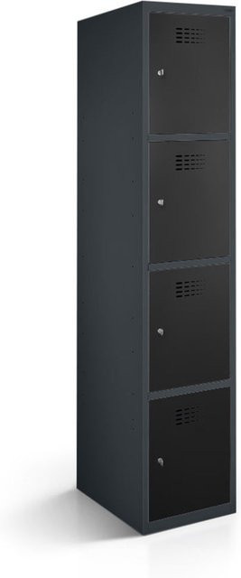 rotstahl Fächerschrank mit 4 Fächern in Anthrazitgrau und Schwarz, B/T/H: 30 x 50 x 180 cm - Bild 1