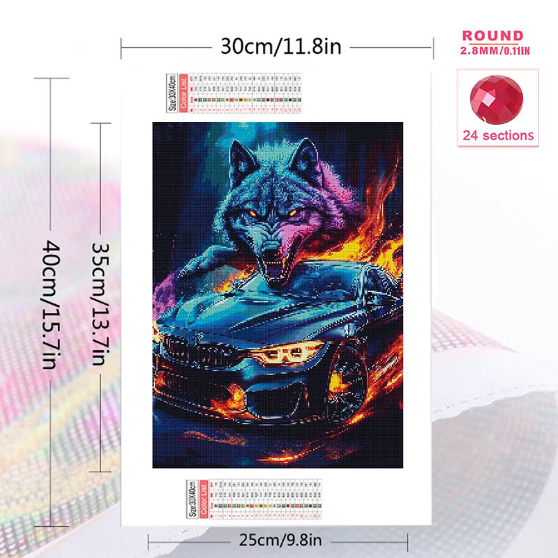 Momoart Diamantmalerei Wolf Tier DIY Mosaik-Set mit Strass in Mehrfarbig - Bild 2