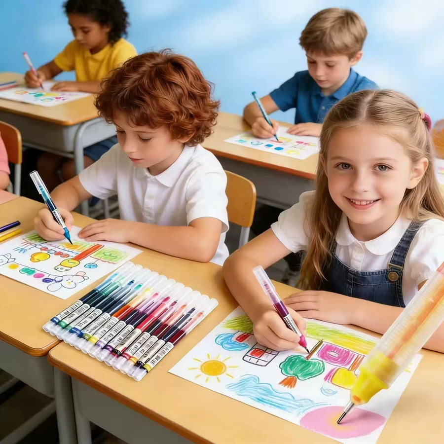 Set mit geraden Flüssigfarbstiften in Multicolour, Gelstifte mit feiner Spitze zum Zeichnen und Schreiben für Schule und Büro - Bild 6
