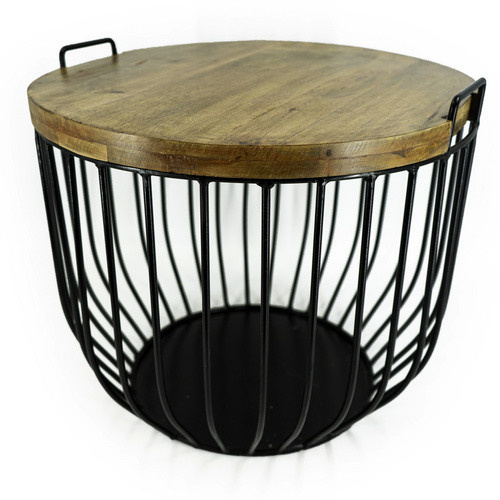 NOOR living Beistelltisch-Set aus Mangoholz und Metall in Schwarz, B/H: 59 x 48,5 cm - Bild 2