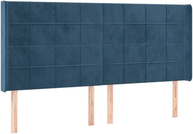 vidaXL LED Kopfteil aus Samt in Dunkelblau mit USB-Ladeport und integrierter Beleuchtung, B: 163 cm, T: 16 cm, H: 118 cm bis 128 cm - Bild 1