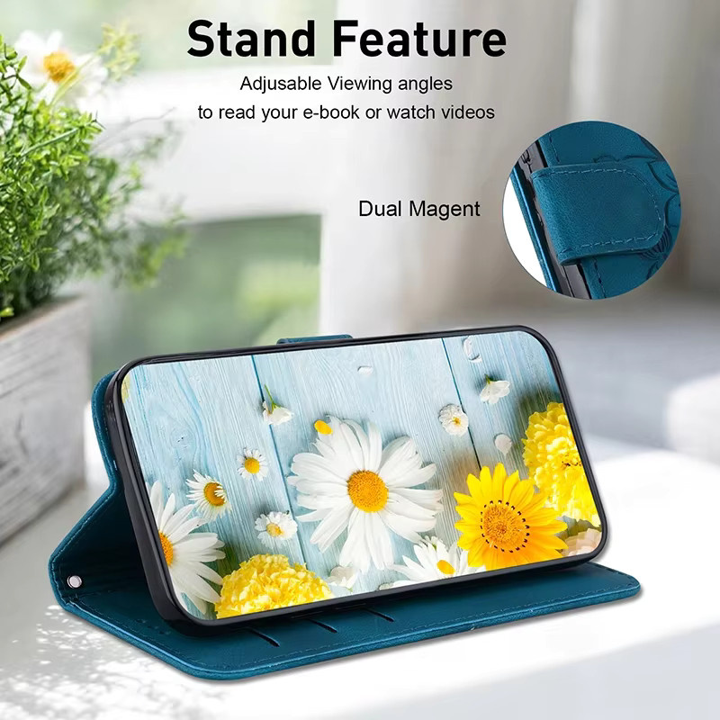 Leder-Handyhülle im Brieftaschen-Design für Nokia C32 C22 C21 Plus C20 C10 C12 G10 G21 G11 Plus G22 G60 G42 G300 in Blau - Bild 4