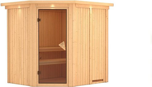 Karibu Sauna Maardu für 3 Personen aus Fichte in Beige, B/T/H: 202 x 184 x 210 cm - Bild 1