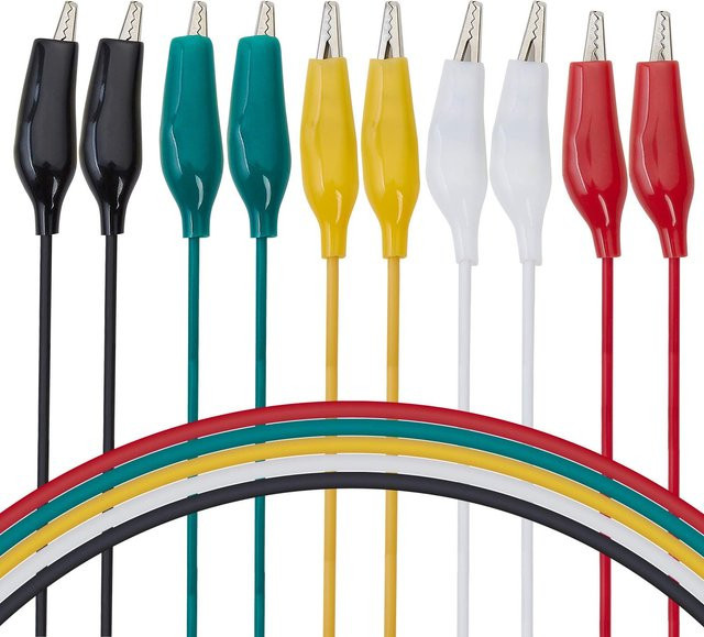 AOKIN 10 Stück Krokodilklemmen mit elektrischen Prüfleitungen, gestanzte Überbrückungskabel, Multicolor, Länge: 30 cm - Bild 1