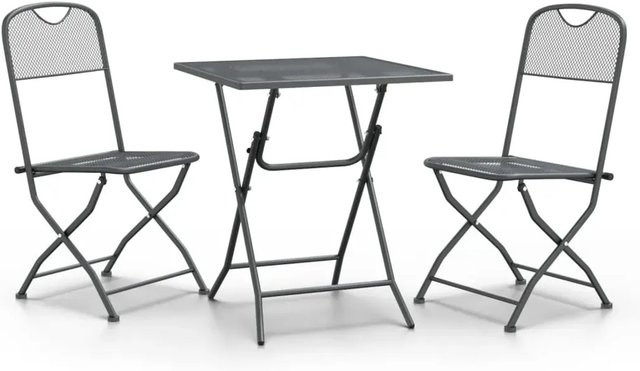 vidaXL 3-teilige Garten-Essgruppe aus Streckmetall in Anthrazit - Bild 1