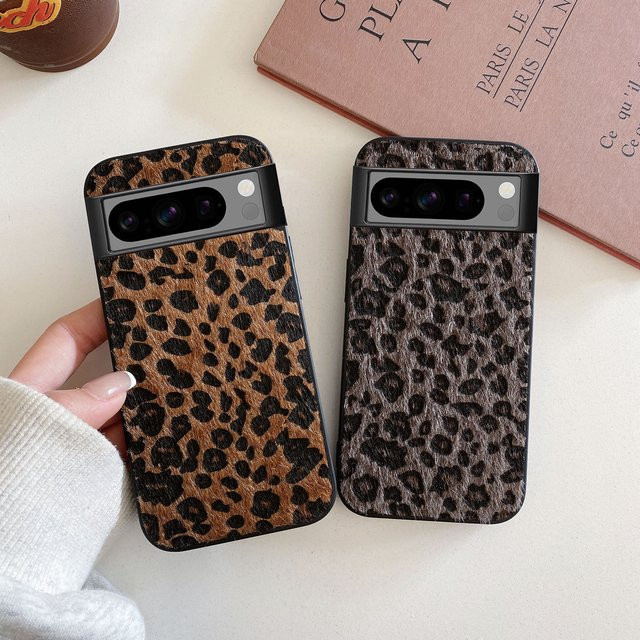 Retro Leopardenmuster Plüsch Handyhülle für Google Pixel 10 9 Pro XL 8 Pro 7 Pro 6 Pro 8A 7A 9A 6A in Braun Multicolour - Bild 1
