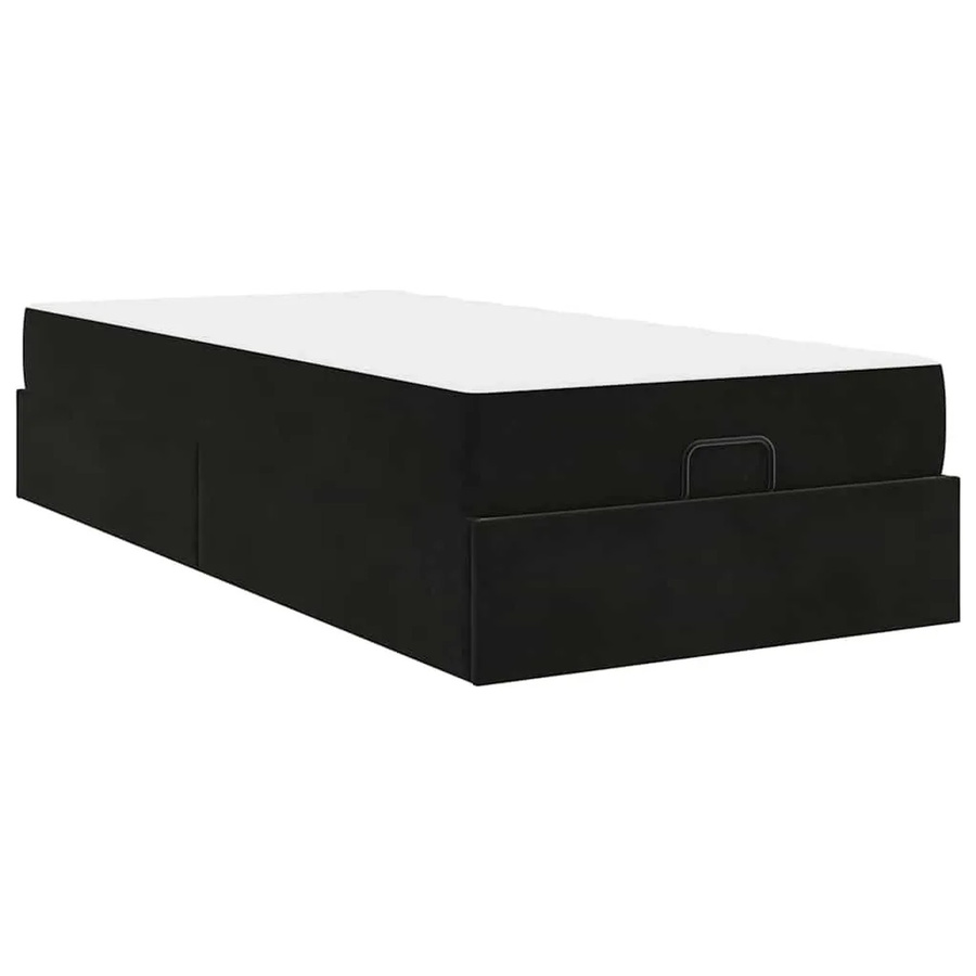 vidaXL Bettgestell mit Matratze und Stauraum aus Samt in Schwarz, B/H: 80 x 200 cm - Bild 2