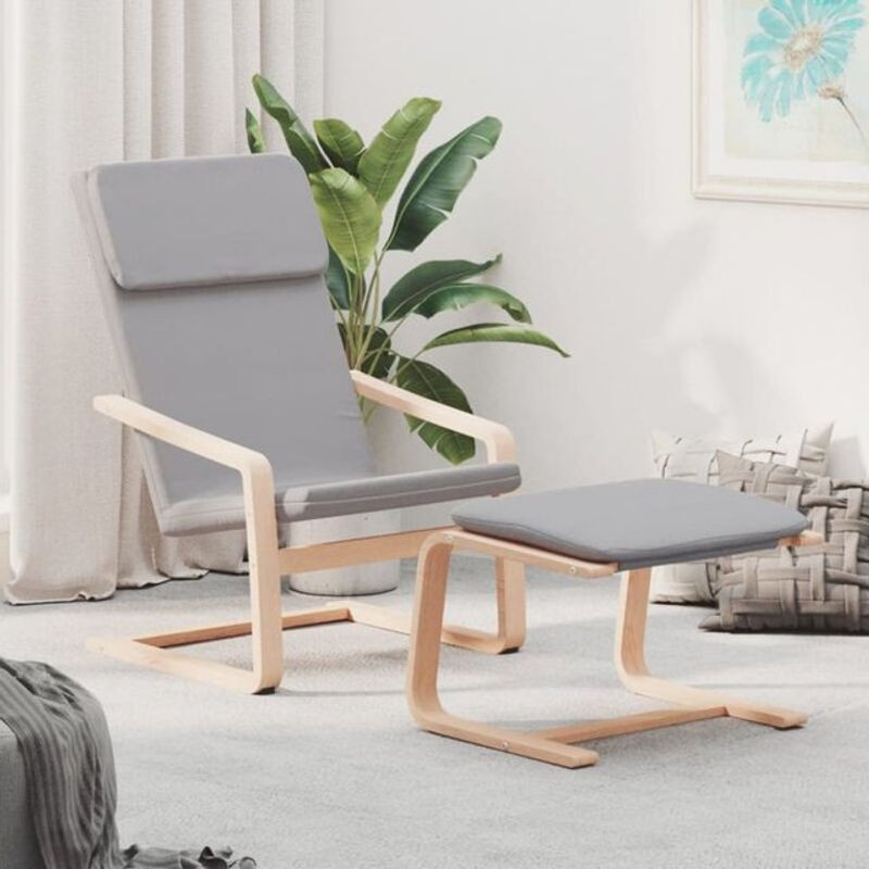 vidaxl Relaxsessel mit Hocker in Grau aus Stoff im skandinavischen Design - Bild 1