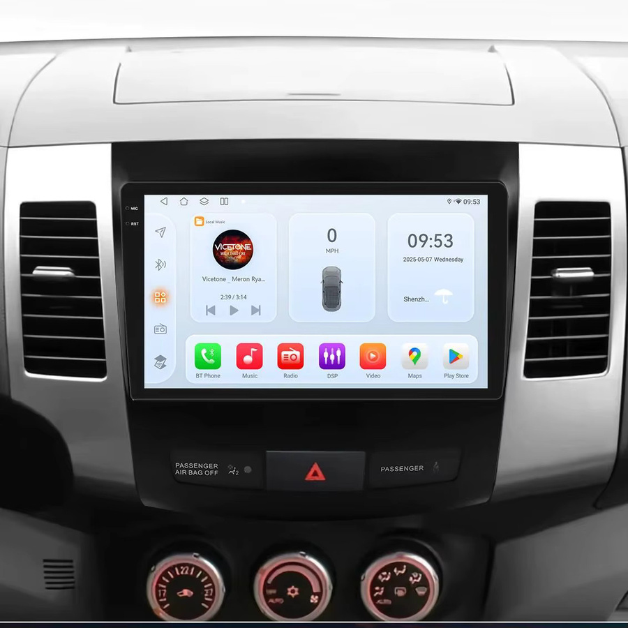 Hizpo AI Android 14 Autoradio mit Snapdragon 6115, Carplay, 4G und GPS für Citroen C-Crosser, Peugeot 4007 und Mitsubishi Outlander, Schwarz - Bild 4