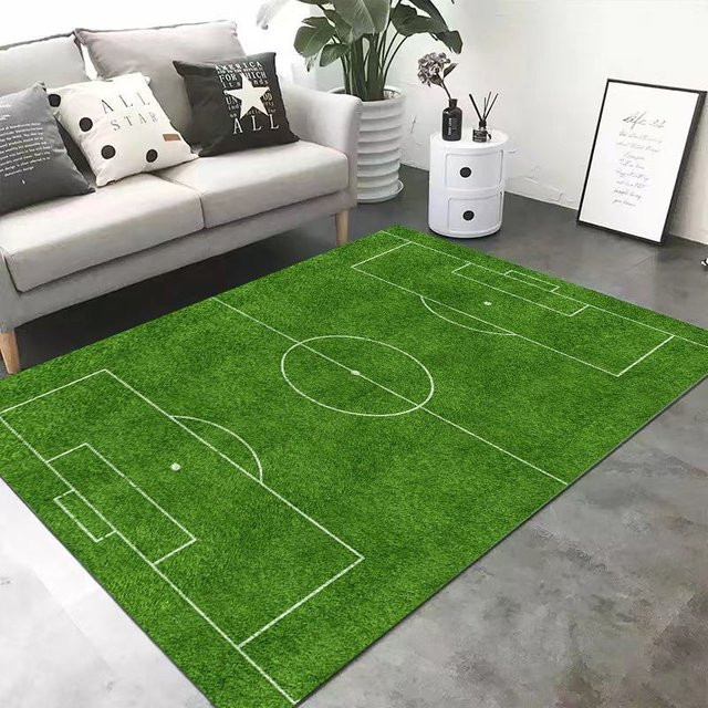 JGJG Dekoteppich mit grünem Feldmuster für Wohnzimmer und Kinderzimmer, flauschig, rutschfest und waschbar, B: 120 cm, T: 80 cm - Bild 1
