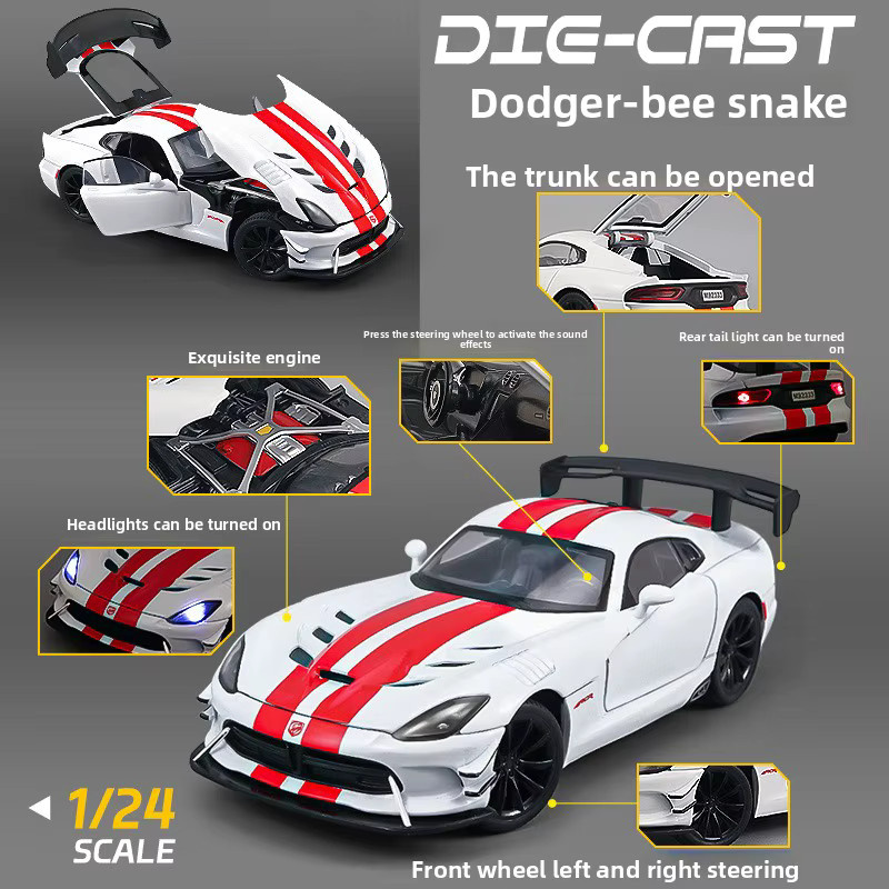 WELLY Viper Simulation, Sportwagen Modell, 1:24, mit Sound und Licht, Metall - Bild 2