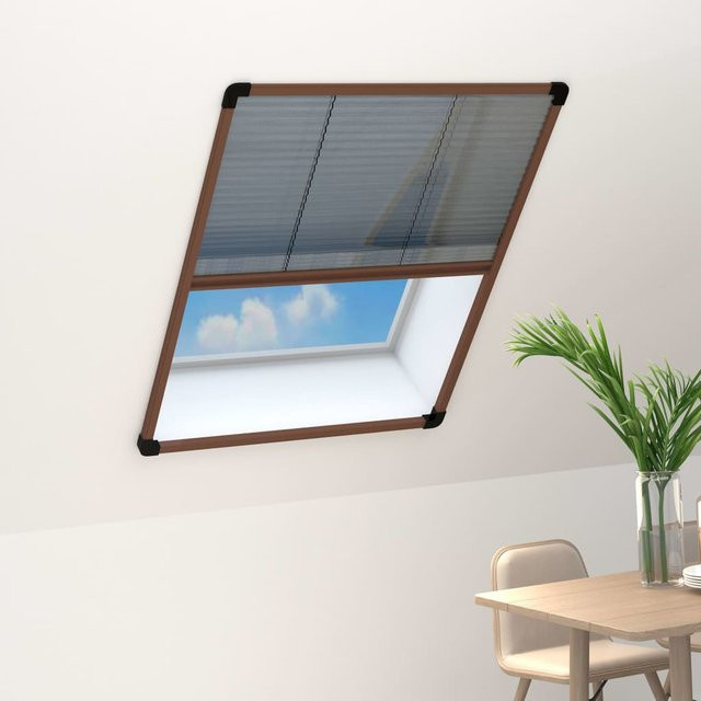 vidaXL Insektenschutz-Plissee für Fenster aus Aluminium in Braun, Breite: 80 cm, Höhe: 120 cm - Bild 3