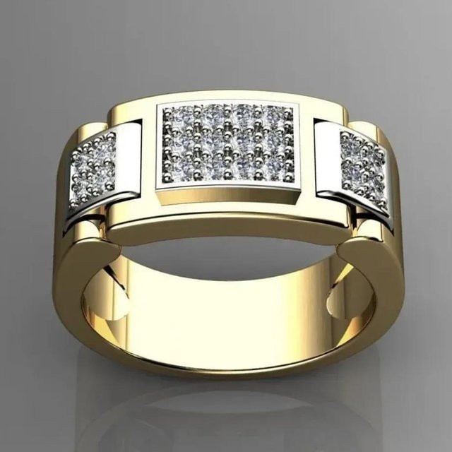 YIRAN Ring, Kupfer, Gold, Zirkonia, Herren - Bild 1