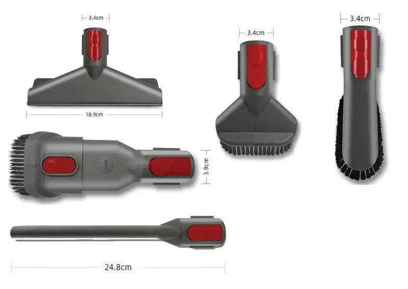 Dyson Ersatzteil-Set mit langer Borstenbürste in Grau für V7 V8 V10 V11 V12 Staubsauger - Bild 2