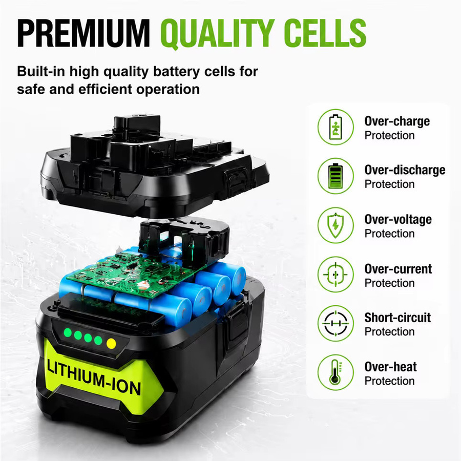 RYOBI Li-Ion Akku P108 18V 8000mAh in Schwarz kompatibel mit P104 P107 RB18L50 RB18L20 Elektrowerkzeugen - Bild 2