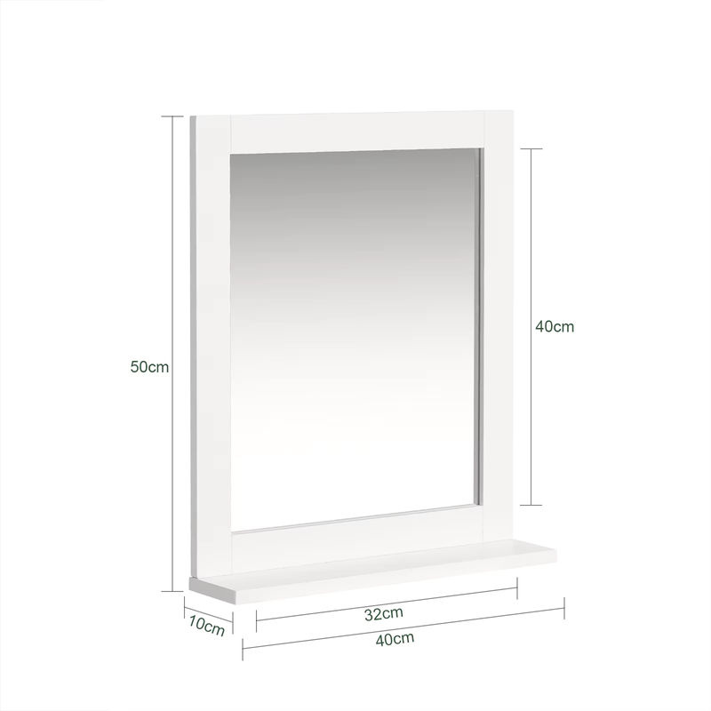 SoBuy Wandspiegel FRG129-W Badspiegel mit Ablage in Weiß, B/T/H: 40 x 10 x 49 cm - Bild 2