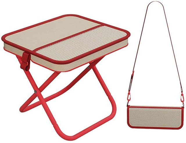 Binchi Outdoor Product 2-in-1 Faltbarer Rucksackhocker Campingstuhl mit Aufbewahrungstasche in Rot - Bild 1