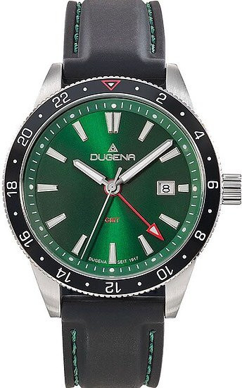 Dugena Herrenuhr, Quarz, Edelstahl, Silikon, Grün, 42 mm - Bild 1