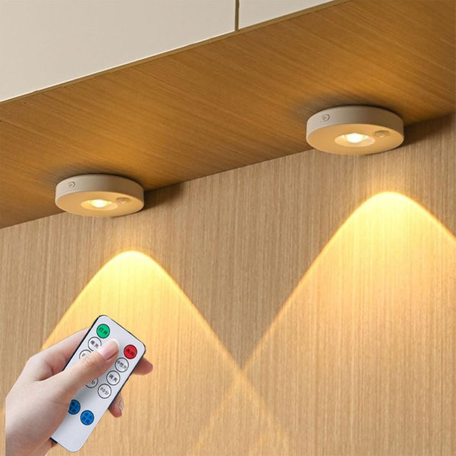 VENUSWING 3-Farben-LED-Unterschrankleuchte in Weiß mit Fernbedienung, dimmbare kabellose Nachtlampe für Kleiderschrank und Möbel - Bild 1