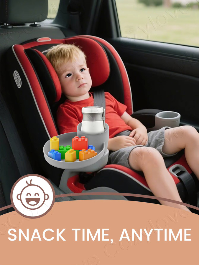 Kisslanding 3-in-1 erweiterbare Reiseablage für Kinder in Pink mit 360 Grad Getränkehalter und Untersetzer für Autositze und Kinderwagen - Bild 6