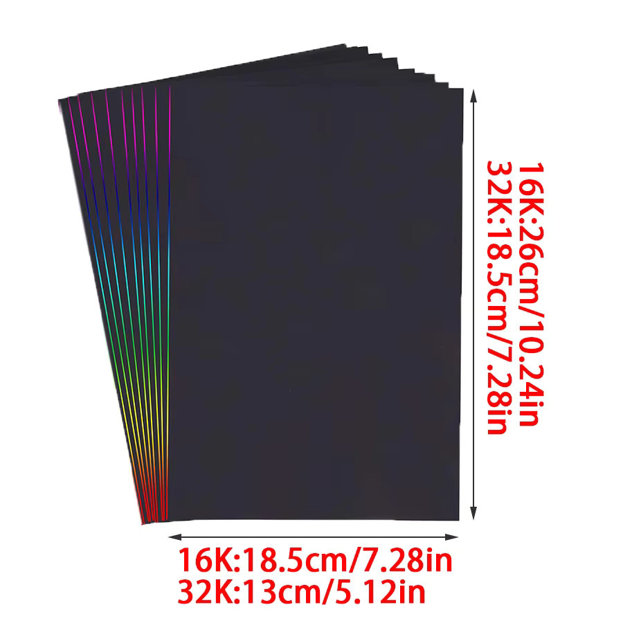 XJM Kratzpapier Set in Schwarz und Bunt für 16K/32K DIY-Malerei und kreatives Zeichenzubehör - Bild 2