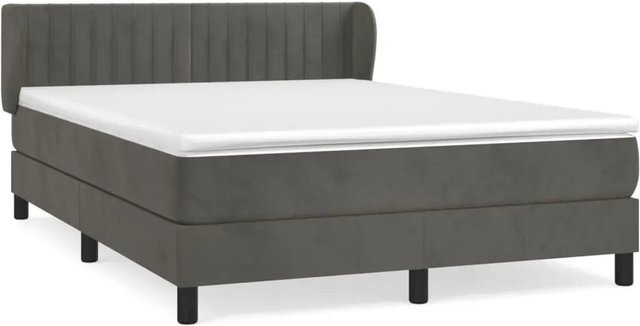 vidaXL Boxspringbett mit Matratze Hybrid-Design in Dunkelgrau Samt, B/T: 140 x 190 cm - Bild 1