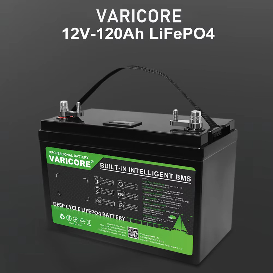 VariCore 12V 120Ah LiFePO4 Batterie mit BMS und LCD Display in Schwarz - Bild 2
