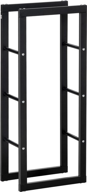 HOMCOM Kaminholzständer aus Stahl in Schwarz für Innen und Außen, Tragkraft 100 kg, B: 25 cm, T: 40 cm, H: 100 cm - Bild 1