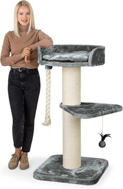 HAPPYPET Kratzbaum für große Katzen in Grau mit 18 cm dicken Stämmen, Höhe: 120 cm - Bild 1