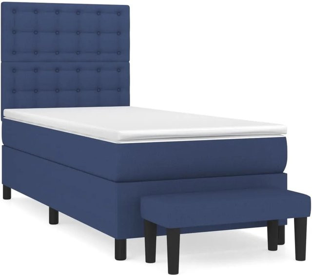 vidaXL Boxspringbett mit Matratze in Blau aus Stoff, B/T/H: 80 x 200 x 128 cm - Bild 1