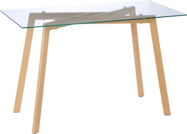 HOMCOM Esstisch aus Glas und Stahl in Transparent, moderner Küchentisch für 4 Personen, B/T: 120 x 60 cm - Bild 1