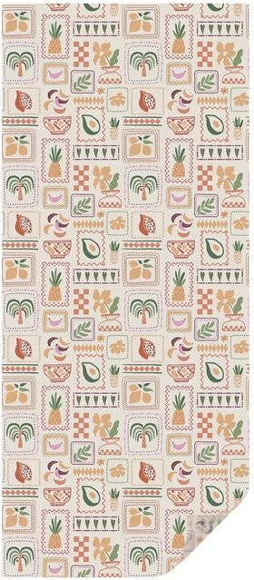 Tulup Fensterfolie Milchglasfolie mit folkloristischem Blumenmuster in Beige, Breite: 50 cm, Höhe: 116 cm - Bild 1