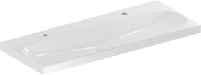 Geberit Waschtisch Acanto aus Sanitärkeramik in Weiß, Breite: 120 cm, Tiefe: 48,2 cm, ohne Überlauf und mit Hahnloch rechts und links - Bild 1