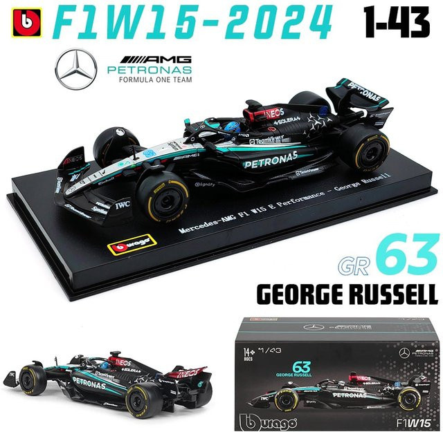 Bburago Mercedes Amg W15 W14 E Performance F1 Formel 1 Auto, 1:43, Sammlermodell - Bild 1