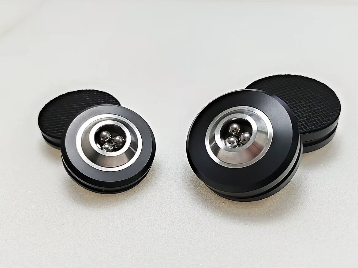 GHXAMP 4 Stück Stoßdämpfende Stahlkugeln mit Polymer Spike Pads Durchmesser 39mm in Schwarz für Verstärker, CD-Player, Lautsprecher und Racks - Bild 2