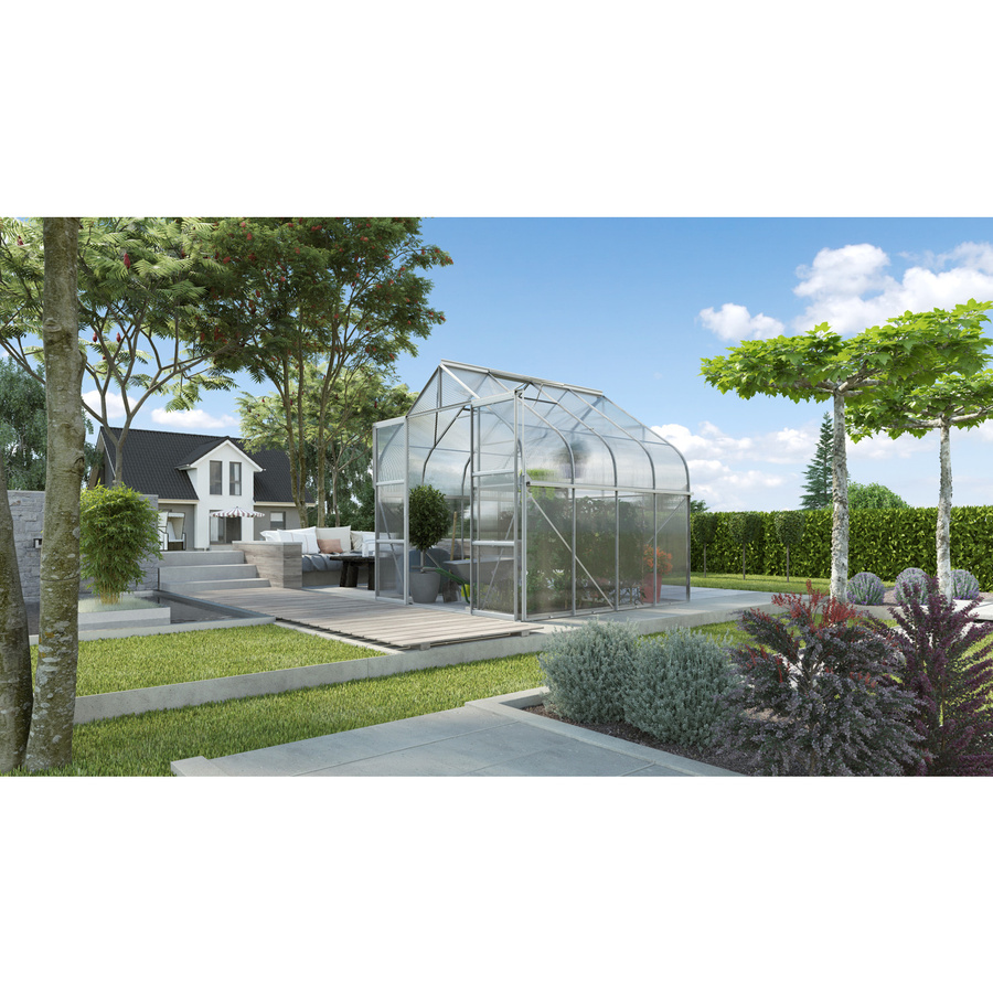 Vitavia Gewächshaus Diana 6700 mit Glockendach, Aluminium eloxiert in Silber, 6,7 m², Polycarbonat 4 mm, inklusive Doppelschiebetür und Dachfenstern - Bild 2
