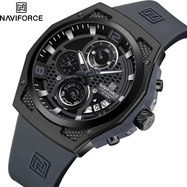 NAVIFORCE Chronograph, Quarzuhr, Silikonarmband, Schwarz, Herren - Bild 1