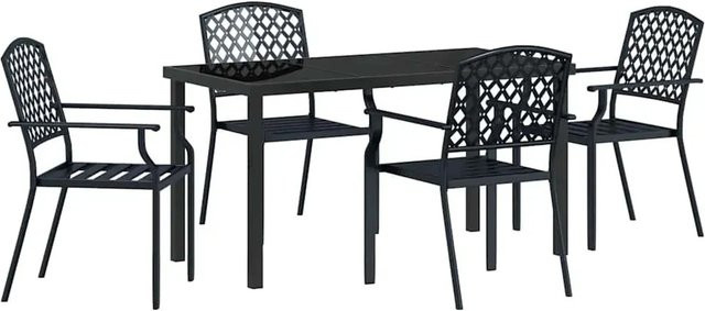 vidaXL 5-teiliges Garten-Ess-Set aus lackiertem Stahl in Anthrazit und Schwarz für Terrasse und Balkon - Bild 1