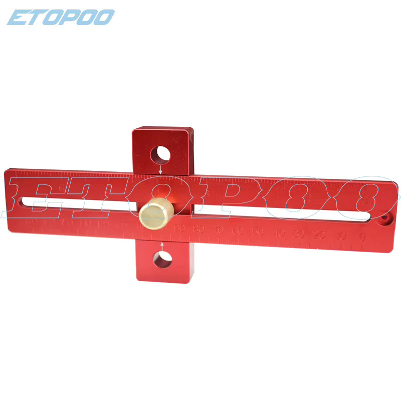 ETOPOO T-Typ Lochlineal aus Aluminiumlegierung in Rot mit Skala zur Holzbearbeitung und Markierung - Bild 3