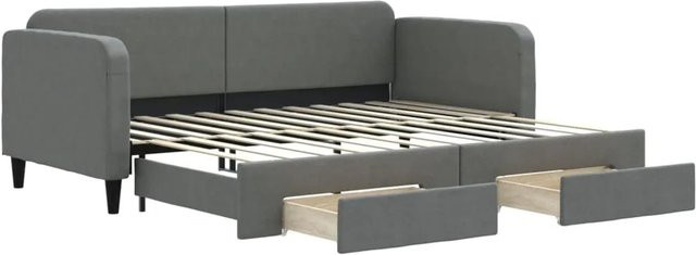 vidaXL Tagesbett ausziehbar mit Schubladen in Dunkelgrau, B/T/H: 90 x 200 x 75 cm - Bild 1