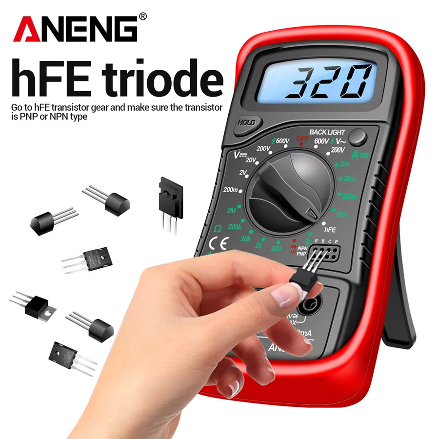 ANENG AN8205C Digitales Multimeter mit LCD-Hintergrundbeleuchtung und Thermoelement, AC/DC Amperemeter Volt Ohm Tester, Blau - Bild 2