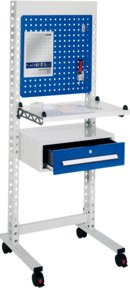 Kappes Steharbeitsplatz ErgoPlus Modell 1 mit schmalem Gestell und Lenkrollen in Grau und Blau, B/T/H: 177 x 40 x 67 cm - Bild 1
