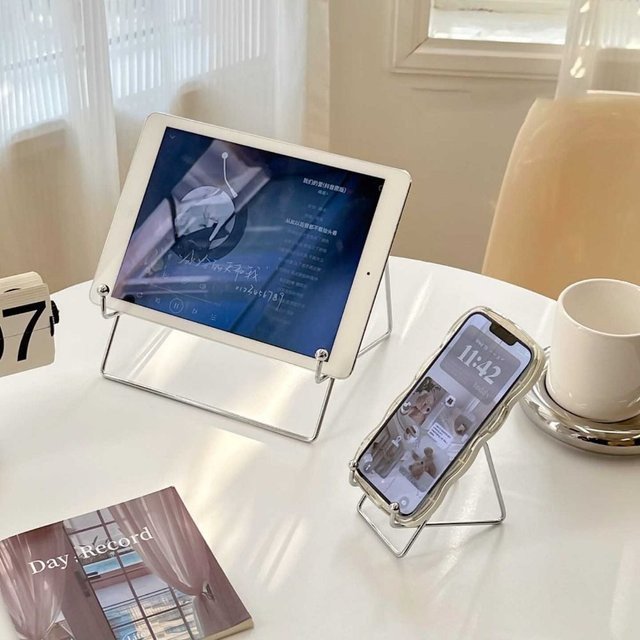 Tragbare Desktop-Halterung aus Metall im InStyle-Design für Bücher und Handys, Farbe: Silber - Bild 1