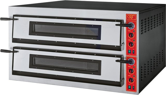 GGF Pizzaofen mit zwei Kammern für 18 Pizzen Ø 360 mm, Vollschamott, 26,4 kW, silber/schwarz, B/T/H: 137 x 121 x 75 cm - Bild 1