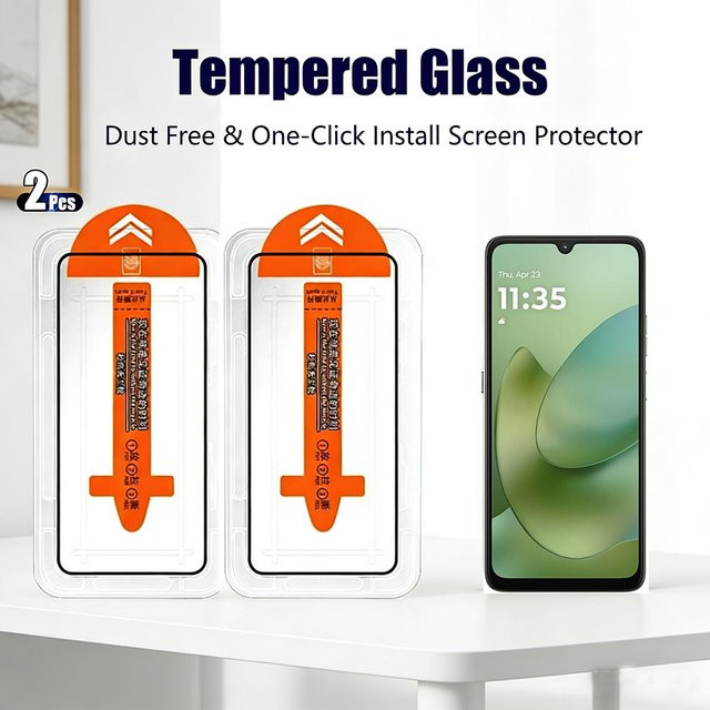 2 Stück HD-Displayschutzfolie aus gehärtetem Glas für Motorola Moto G06 Power, G06, G35, G24 Power, G24 und G05, transparent mit staubdichter Installation - Bild 1