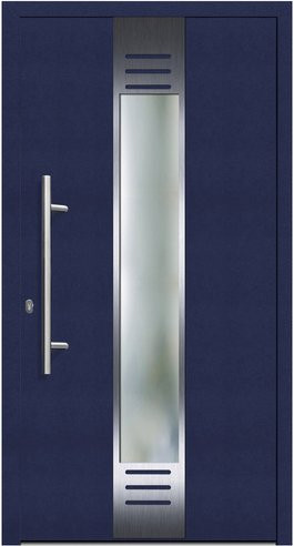 KNOCK Flügelüberdeckende Kunststoff-Haustür Terra in Stahlblau mit Glaseinsatz und Aluminium-Elementen - Bild 1