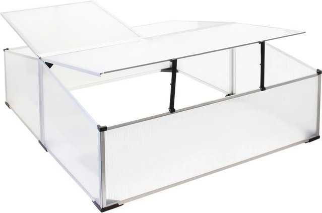 Wiltec Doppel Frühbeet aus Aluminium mit Polycarbonat, weiß, B/T/H: 120 x 100 x 40 cm - Bild 1