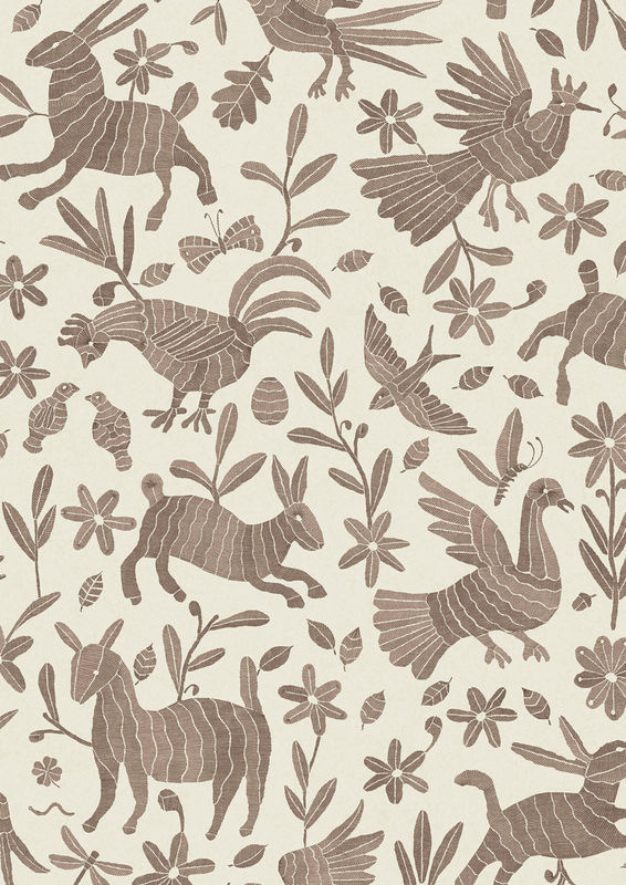 Lewis & Wood Tapete Otomi Twiglet in Braun mit floralem und ethnischem Design - Bild 2